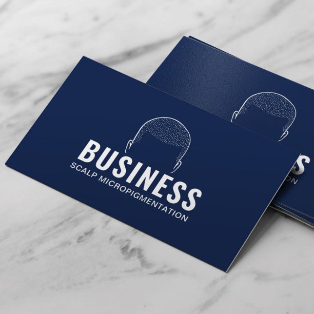 Scalp Micropigmentation Hair Tattoo Navy Blue Business Card (Creator Uploaded)