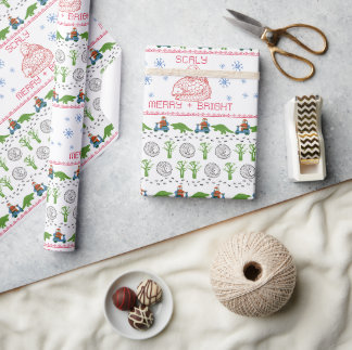 Scaly, Merry, and Bright Wrapping Paper