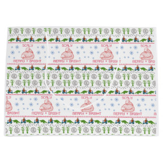 Scaly, Merry, and Bright Wrapping Paper Large Gift Bag