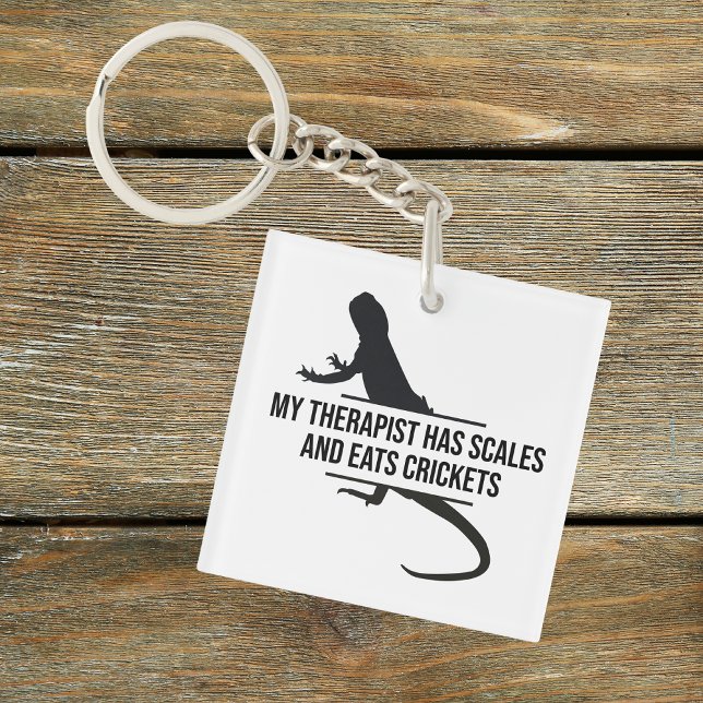 Scaly Therapist Funny Beardie Gift Key Ring (Funny Bearded Dragon Therapist Keychain)