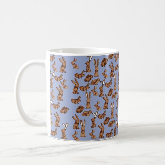 Scampering Rabbits Mug, Blue Coffee Mug