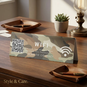 Scan Connect Camouflage Table Tent Sign Design