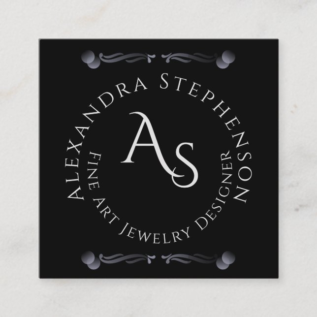 Scan Connect Social Media QR Code Jewellery Displa Square Business Card (Front)