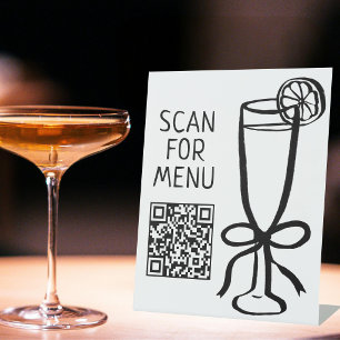 SCAN FOR DRINK MENU QR CODE Cocktails Bar Pedestal Sign