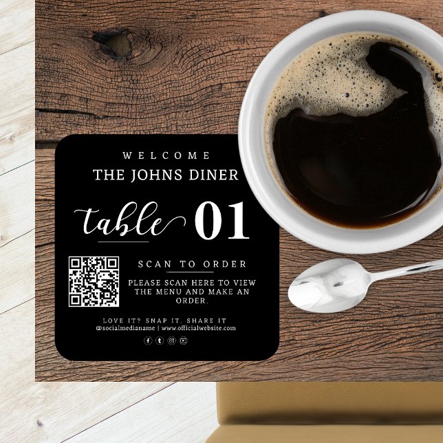 Scan For Menu, Love It, Snap It, Share It QR Code Square Sticker (Creator Uploaded)