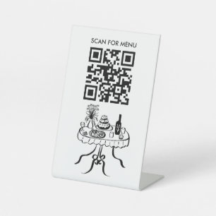 Scan for Menu QR code Restaurant Cafe Event Party Pedestal Sign