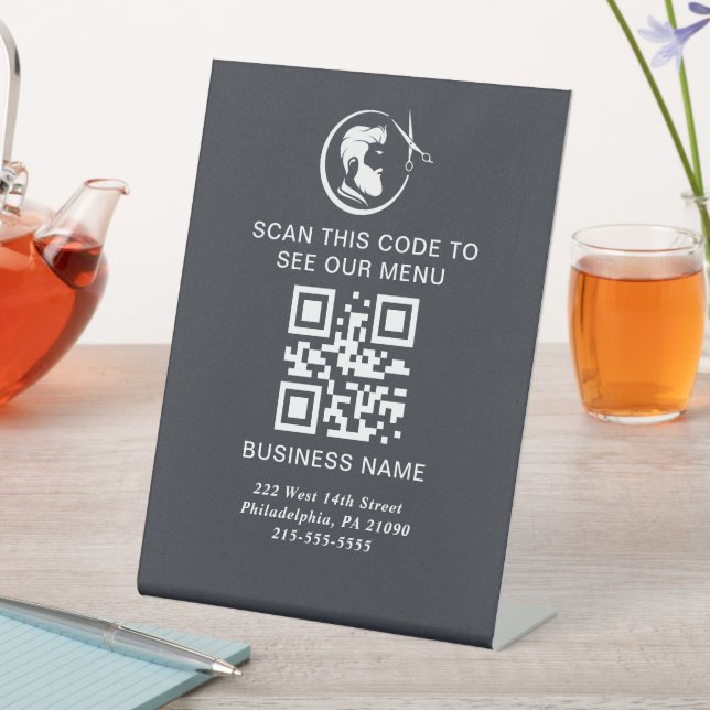 Scan for Menu QR Code Sign | Website | Barbershop  (In SItu)