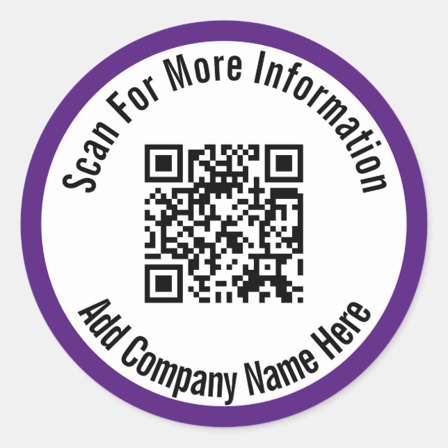 Scan For More Information QR Code Royal Purple Classic Round Sticker (Front)