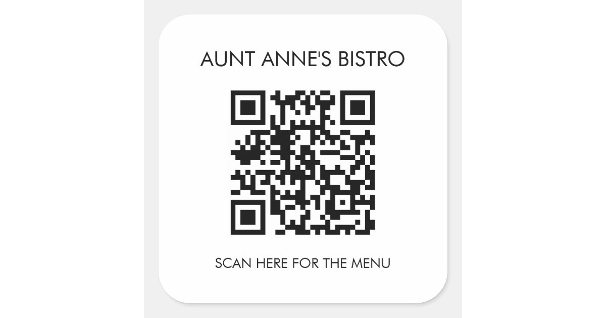 Scan For Order Menu QR Code Café Restaurant Coffee Square Sticker | Zazzle
