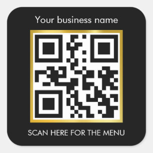 Scan For Order Menu QR Code Café Restaurant Coffee Square Sticker
