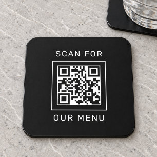 Scan For Our Menu Custom QR Code and Logo Coaster