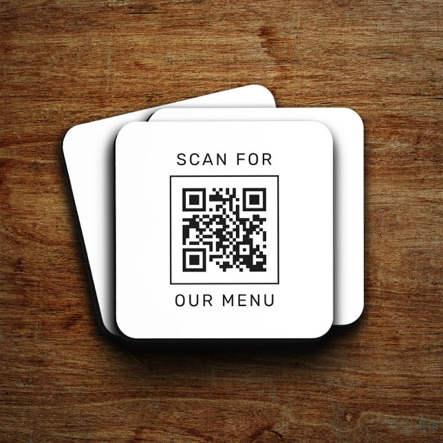 Scan For Our Menu Custom QR Code and Logo Coaster (Creator Uploaded)