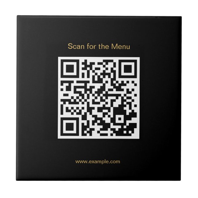 Scan for the Menu Stylish QR Code Ceramic Tile (Front)