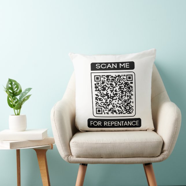 Scan Me For Repentance QR Code Cushion (Chair)