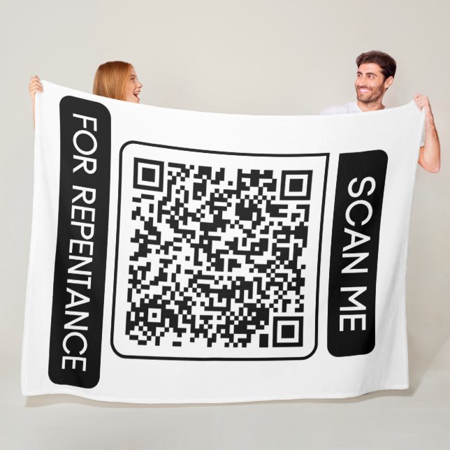 Scan Me For Repentance QR Code Fleece Blanket (In Situ)