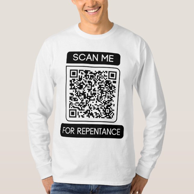 Scan Me For Repentance QR Code Long Sleeve T-Shirt (Front)