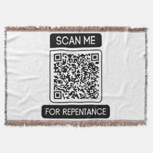 Scan Me For Repentance QR Code Throw Blanket