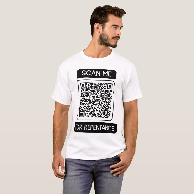 Scan Me For Repentance QR Code Unisex T-Shirt (Front Full)
