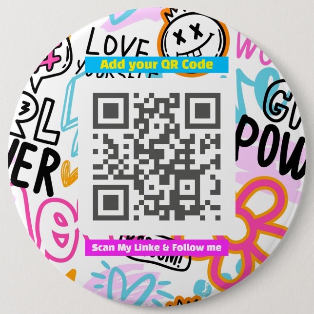 “Scan Me” Fun Accessory for Easy Sharing 6 Cm Round Badge (Front)