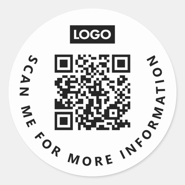 Scan Me Logo Business QR Code Scannable Classic Round Sticker (Front)