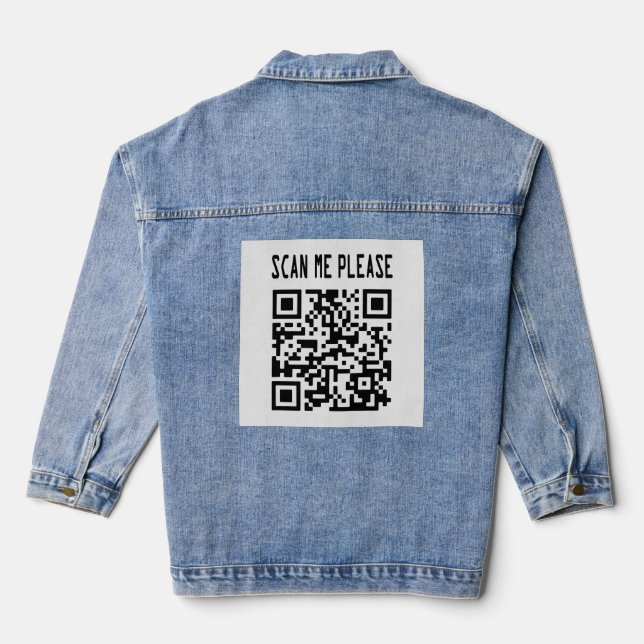 Scan Me Please QR Code – Smile, It's Free Denim Jacket (Back)