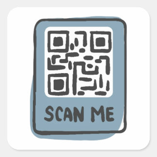 scan me qr code square sticker