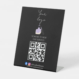 Scan me QR code stand up sign for salon price list
