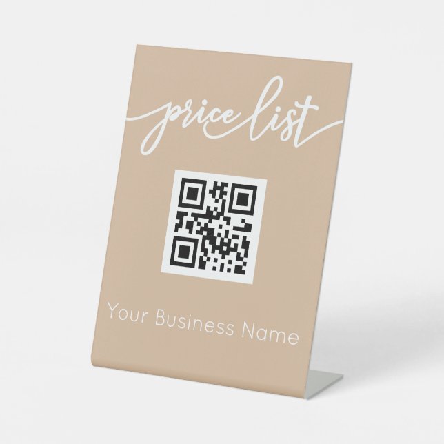Scan me QR Code Stand Up Sign for Salon Price List (Front)