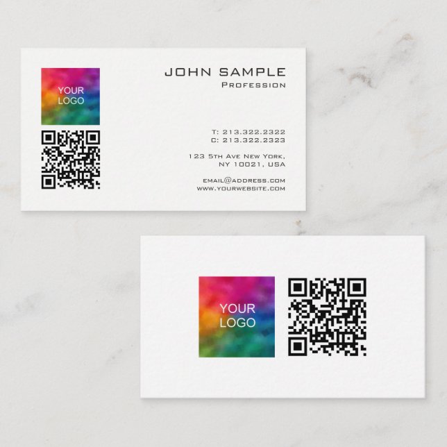 Scan Me QR Code Template Upload Logo Promotional Business Card (Front/Back)