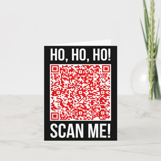 Scan Me! Qr Scan Me Joke Funny Santa Merry Christm Card (Front)