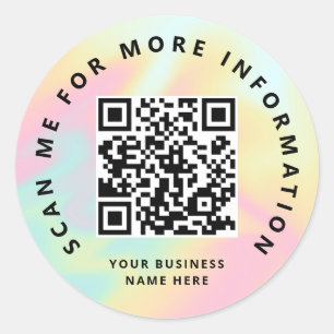 Scan Me Rainbow Pastel Color QR Code Scannable Classic Round Sticker