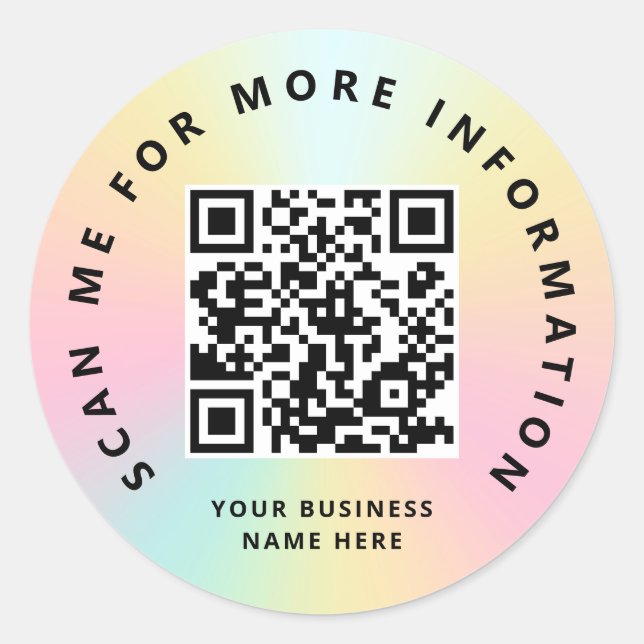 Scan Me Rainbow Pastel Colour QR Code Scannable Classic Round Sticker (Front)