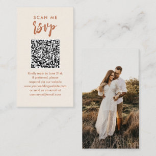 Scan Me RSVP Boho Desert Wedding QR Code RSVP Enclosure Card