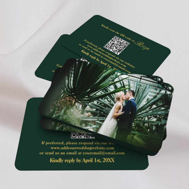 Scan Me RSVP QR Code Emerald Green Gold Wedding Enclosure Card (Scan Me RSVP QR Code Emerald Green Gold Wedding Enclosure Card
)