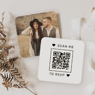 Scan Me to RSVP Wedding QR Code Response Square Business Card
