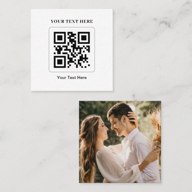 Scan Me to RSVP Wedding QR Code Response Square Square Business Card (Front/Back)