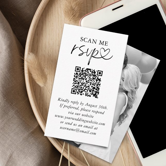Scan Me Wedding RSVP QR Code Photo Enclosure Card (Scan Me Wedding RSVP QR Code Photo Enclosure Card)