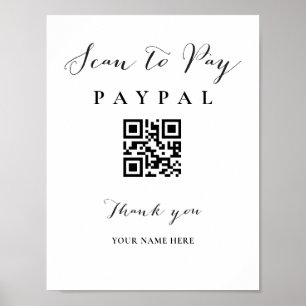 Scan Pay QR Code Sign Wedding Bar Valet Business