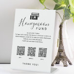 Scan QR Code App Digital Honeymoon Fund Wedding Pedestal Sign<br><div class="desc">Digital honeymoon fund for your dream vacation trip with 3 QR Codes your guests can scan and pay through 3 apps or 2 apps and 1 website. Add these acrylic pedestal signs to your wedding tables to show your wish to travel the world. Personalise it with a poem or any...</div>