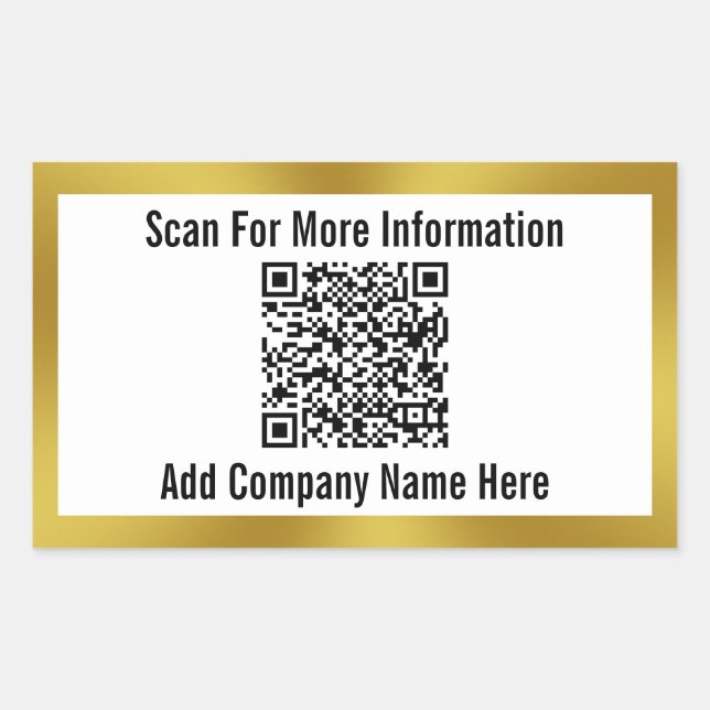 Scan QR Code Company Name Business Template Rectangular Sticker (Front)