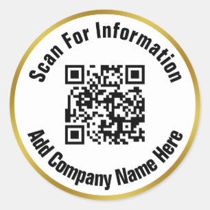 Scan QR Code For Information Gold White Business Classic Round Sticker