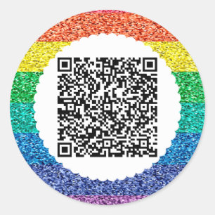Scan QR code rainbow Classic Round Sticker