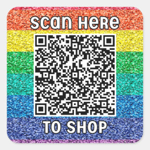 Scan QR code rainbow Classic Square Sticker
