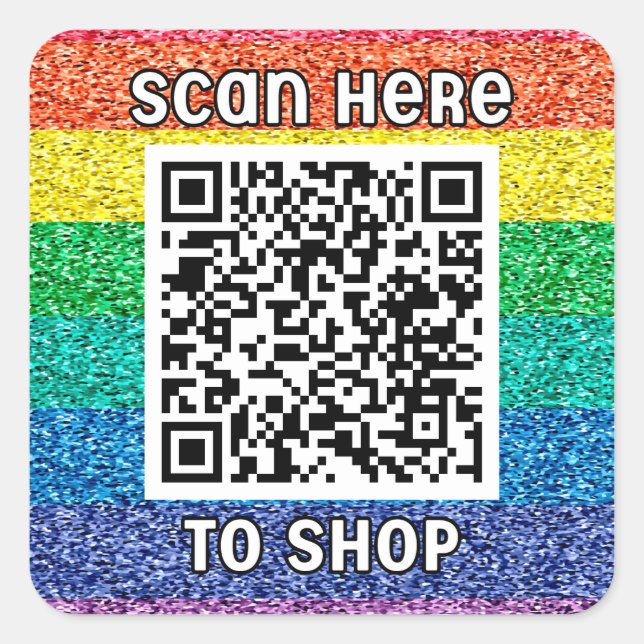 Scan QR code rainbow Classic Square Sticker (Front)