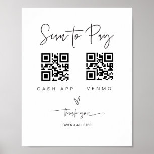 Scan QR Code Sign Wedding Bar Valet Business G400