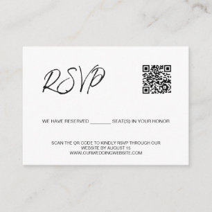 SCAN QR code wedding website Reserved seats Enclosure Card