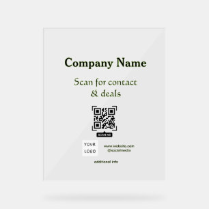 scan QR for contact & deals business name website Acrylic Sign