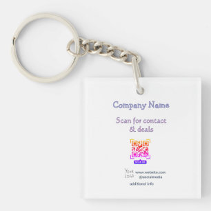 scan QR for contact & deals business name website Key Ring