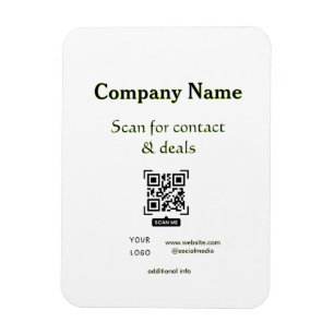 scan QR for contact & deals business name website Magnet
