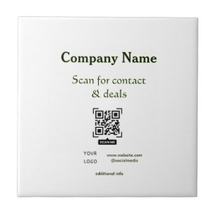 scan QR for contact & deals business name website  Tile